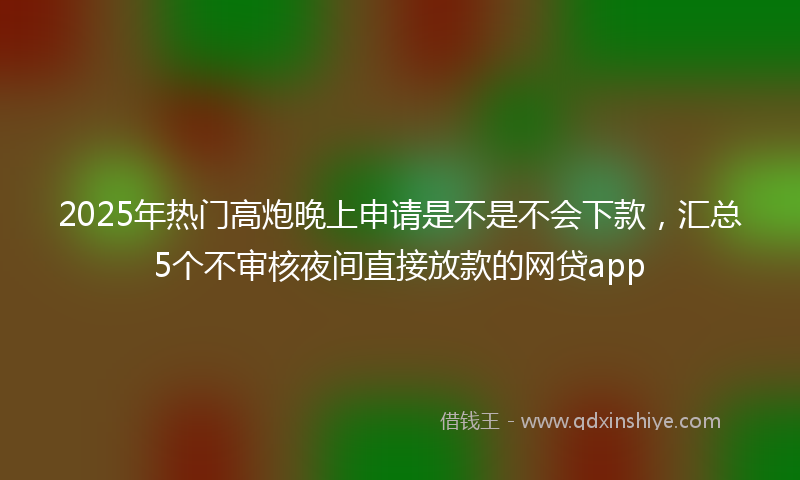 2025年热门高炮晚上申请是不是不会下款，汇总5个不审核夜间直接放款的网贷app
