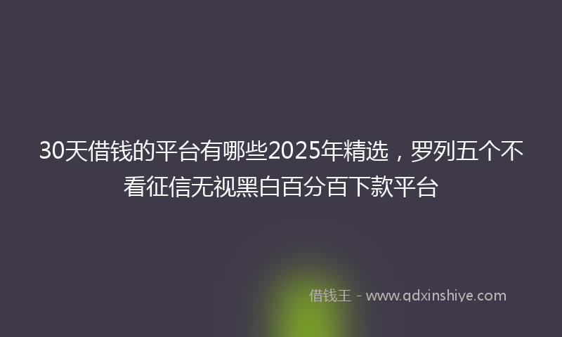 30天借钱的平台有哪些2025年精选，罗列五个不看征信无视黑白百分百下款平台