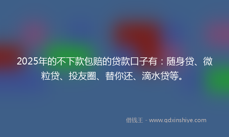 2025年的不下款包赔的贷款口子有：随身贷、微粒贷、投友圈、替你还、滴水贷等。