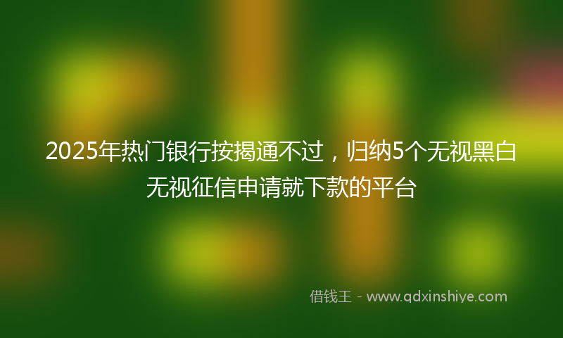 2025年热门银行按揭通不过，归纳5个无视黑白无视征信申请就下款的平台