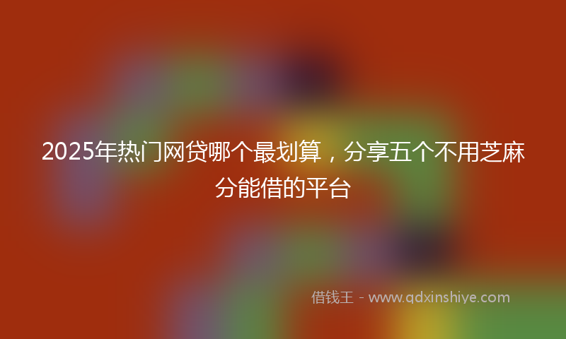 2025年热门网贷哪个最划算，分享五个不用芝麻分能借的平台