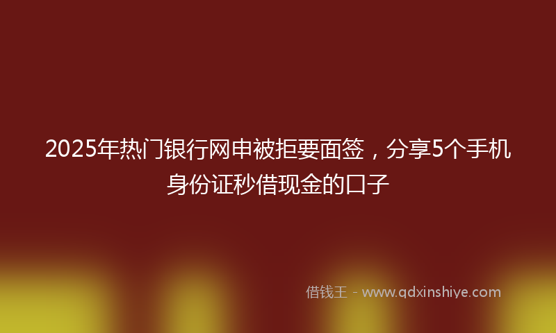 2025年热门银行网申被拒要面签，分享5个手机身份证秒借现金的口子