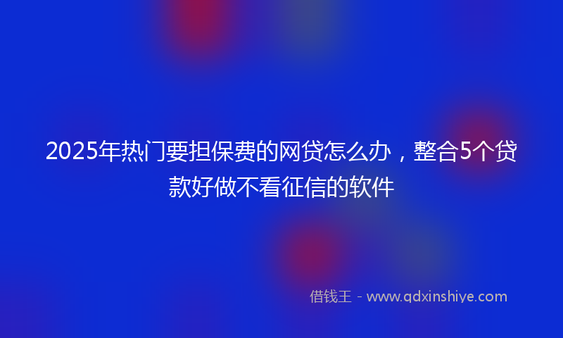 2025年热门要担保费的网贷怎么办，整合5个贷款好做不看征信的软件