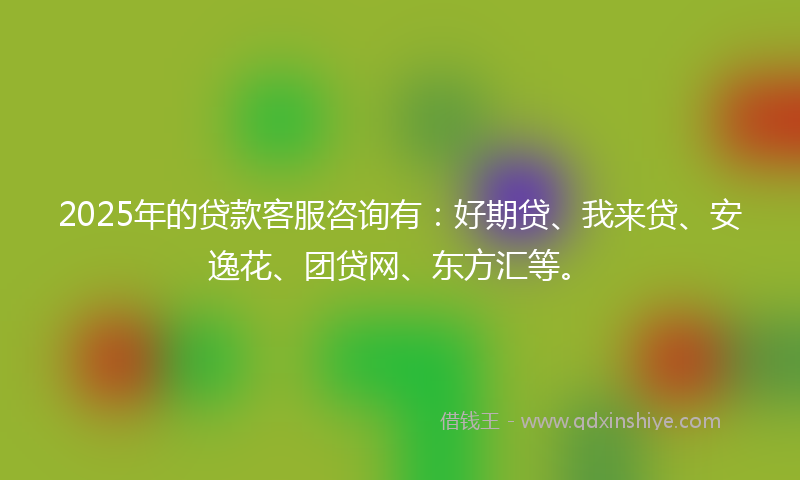 2025年的贷款客服咨询有：好期贷、我来贷、安逸花、团贷网、东方汇等。