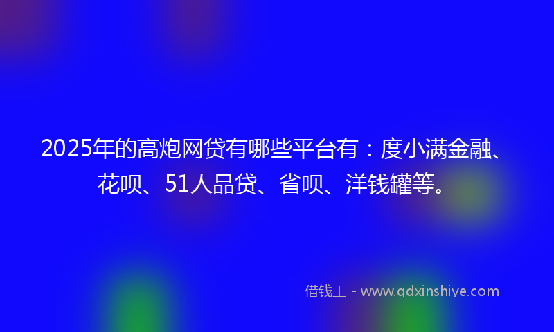 2025年的高炮网贷有哪些平台有：度小满金融、花呗、51人品贷、省呗、洋钱罐等。