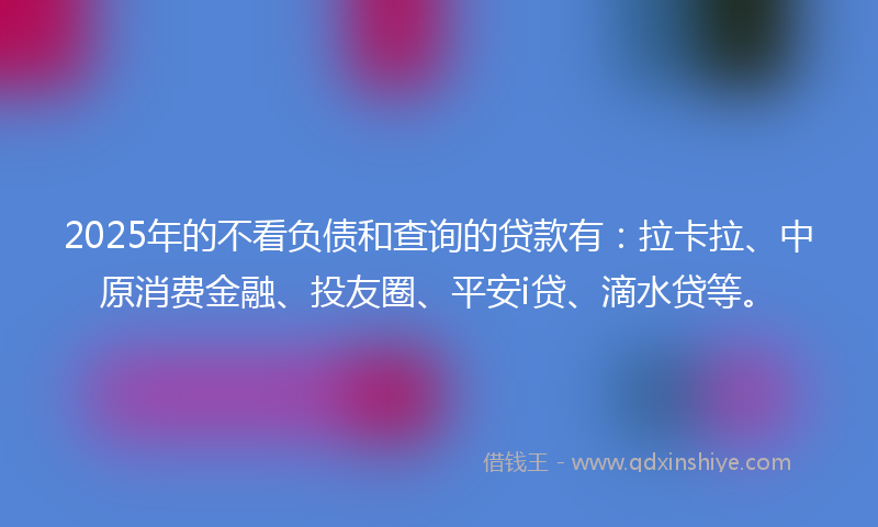 2025年的不看负债和查询的贷款有：拉卡拉、中原消费金融、投友圈、平安i贷、滴水贷等。