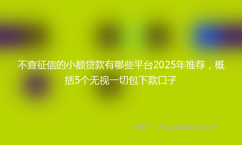 不查征信的小额贷款有哪些平台2025年推荐，概括5个无视一切包下款口子