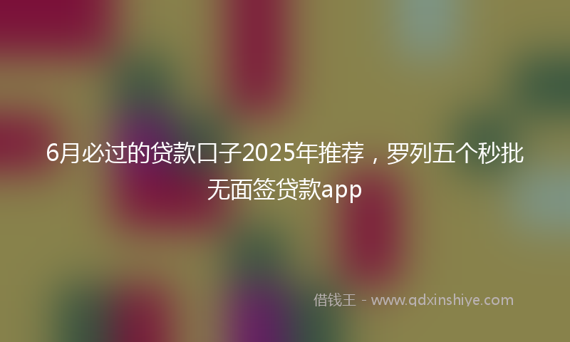 6月必过的贷款口子2025年推荐，罗列五个秒批无面签贷款app