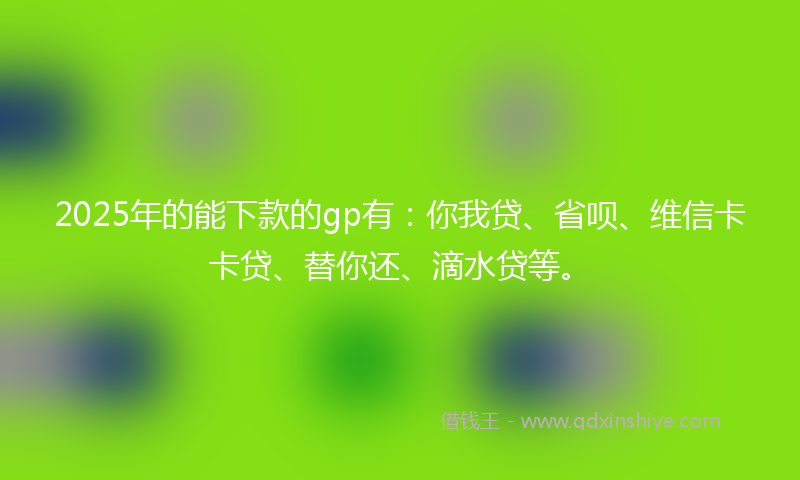 2025年的能下款的gp有：你我贷、省呗、维信卡卡贷、替你还、滴水贷等。