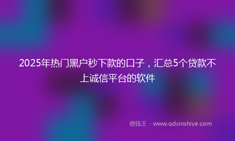2025年热门黑户秒下款的口子，汇总5个贷款不上诚信平台的软件