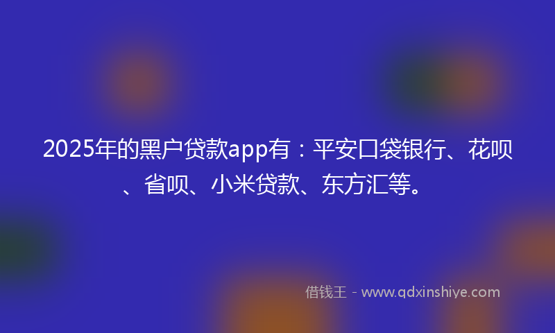 2025年的黑户贷款app有：平安口袋银行、花呗、省呗、小米贷款、东方汇等。