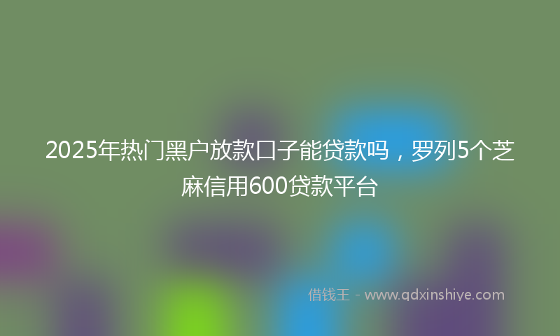 2025年热门黑户放款口子能贷款吗，罗列5个芝麻信用600贷款平台