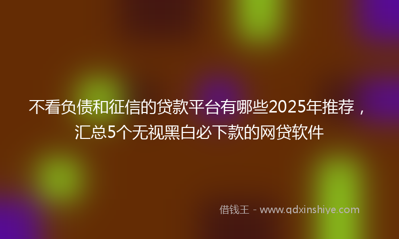 不看负债和征信的贷款平台有哪些2025年推荐，汇总5个无视黑白必下款的网贷软件