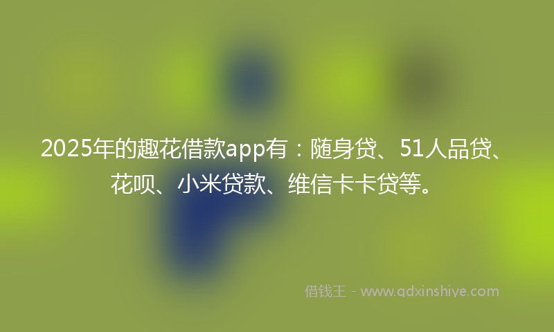 2025年的趣花借款app有：随身贷、51人品贷、花呗、小米贷款、维信卡卡贷等。