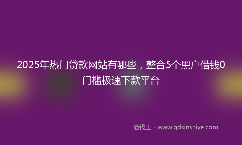 2025年热门贷款网站有哪些，整合5个黑户借钱0门槛极速下款平台