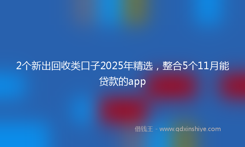 2个新出回收类口子2025年精选，整合5个11月能贷款的app