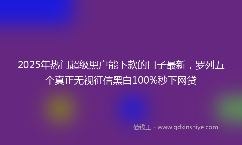 2025年热门超级黑户能下款的口子最新，罗列五个真正无视征信黑白100%秒下网贷