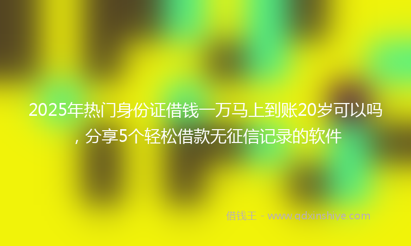 2025年热门身份证借钱一万马上到账20岁可以吗，分享5个轻松借款无征信记录的软件
