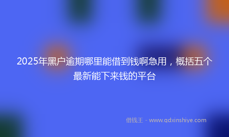 2025年黑户逾期哪里能借到钱啊急用，概括五个最新能下来钱的平台