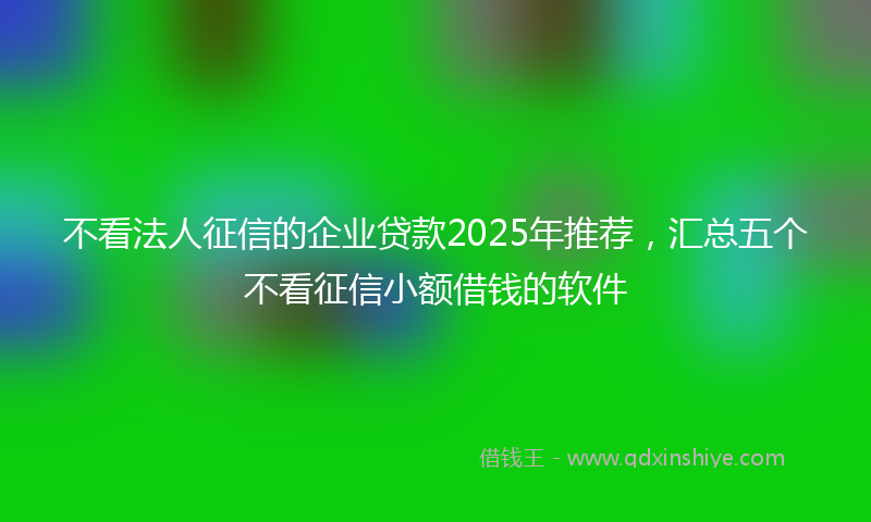 不看法人征信的企业贷款2025年推荐，汇总五个不看征信小额借钱的软件