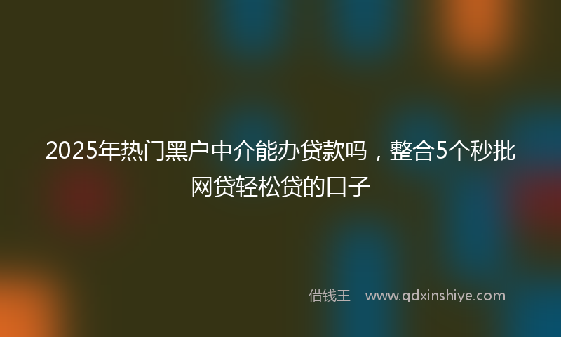 2025年热门黑户中介能办贷款吗，整合5个秒批网贷轻松贷的口子