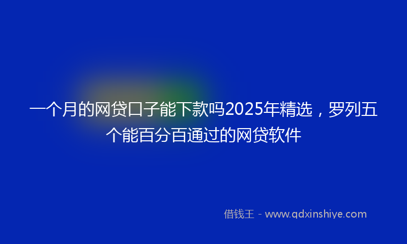 一个月的网贷口子能下款吗2025年精选，罗列五个能百分百通过的网贷软件