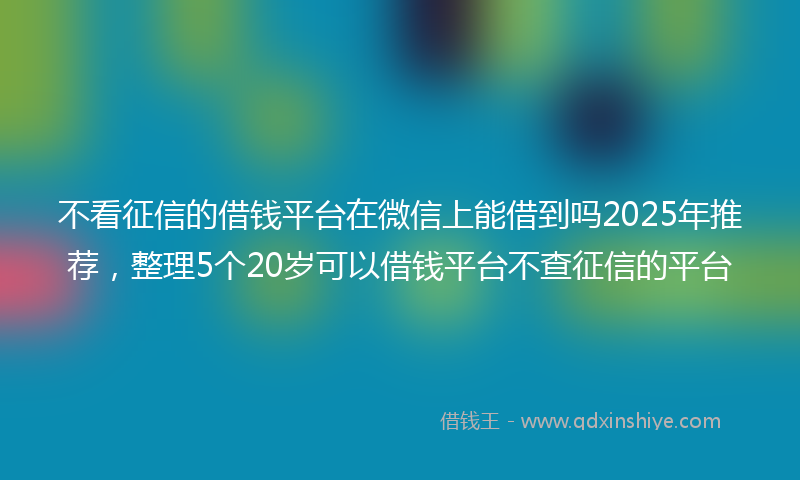 不看征信的借钱平台在微信上能借到吗2025年推荐，整理5个20岁可以借钱平台不查征信的平台