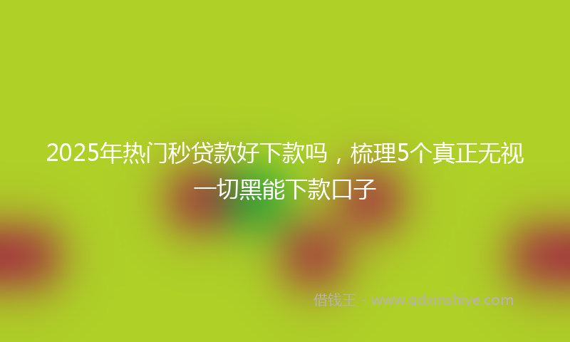 2025年热门秒贷款好下款吗，梳理5个真正无视一切黑能下款口子