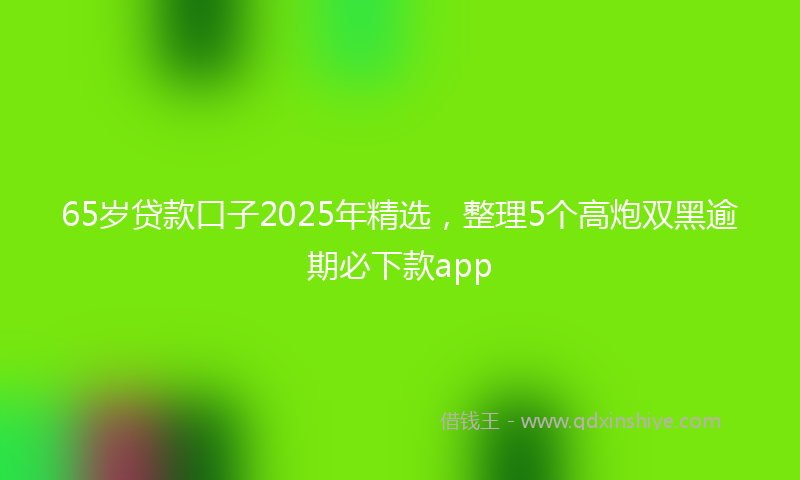 65岁贷款口子2025年精选，整理5个高炮双黑逾期必下款app