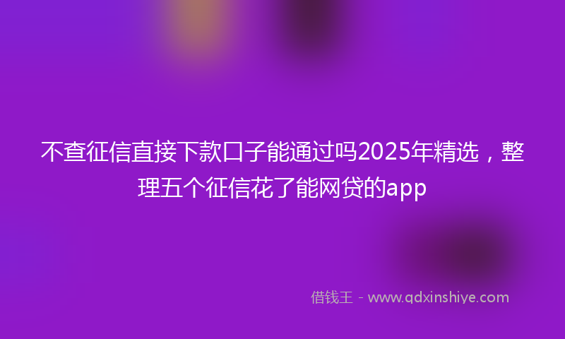 不查征信直接下款口子能通过吗2025年精选，整理五个征信花了能网贷的app