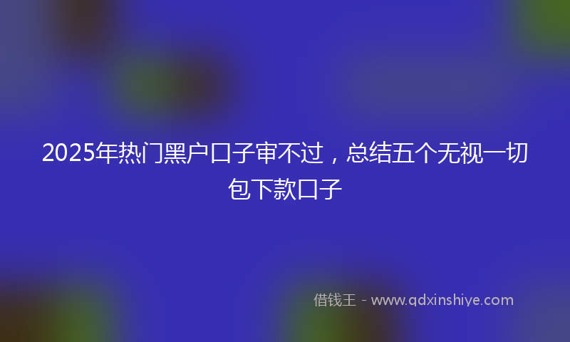 2025年热门黑户口子审不过，总结五个无视一切包下款口子