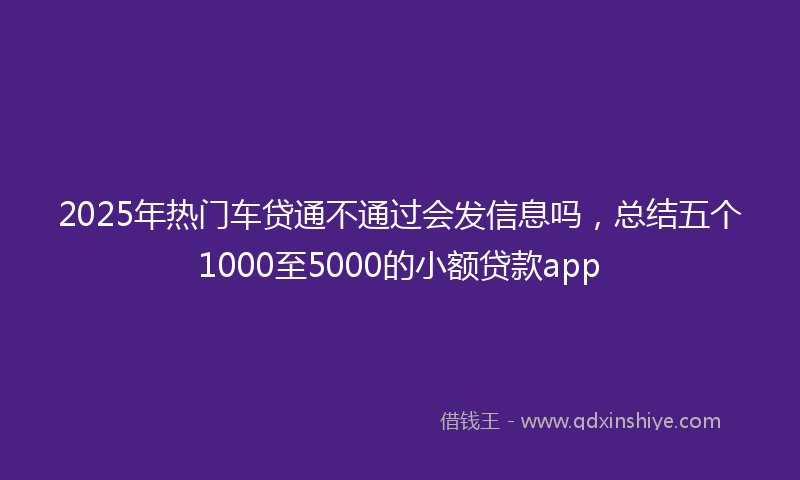 2025年热门车贷通不通过会发信息吗，总结五个1000至5000的小额贷款app