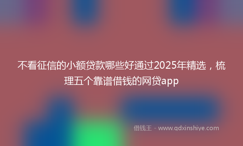 不看征信的小额贷款哪些好通过2025年精选，梳理五个靠谱借钱的网贷app