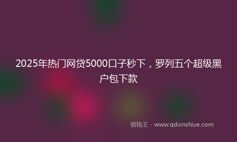 2025年热门网贷5000口子秒下，罗列五个超级黑户包下款