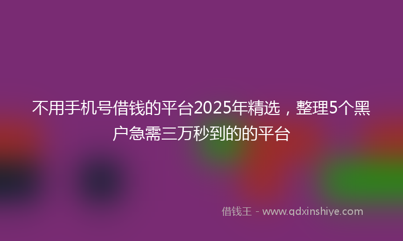 不用手机号借钱的平台2025年精选，整理5个黑户急需三万秒到的的平台