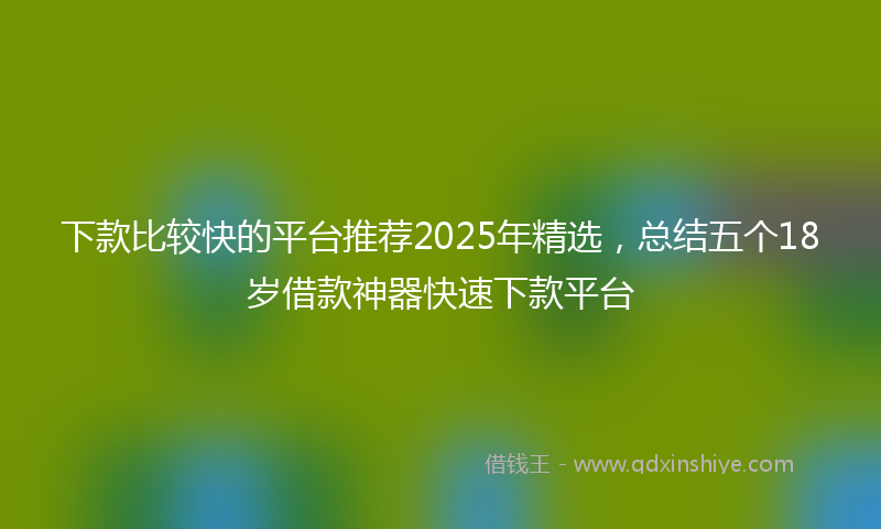 下款比较快的平台推荐2025年精选，总结五个18岁借款神器快速下款平台