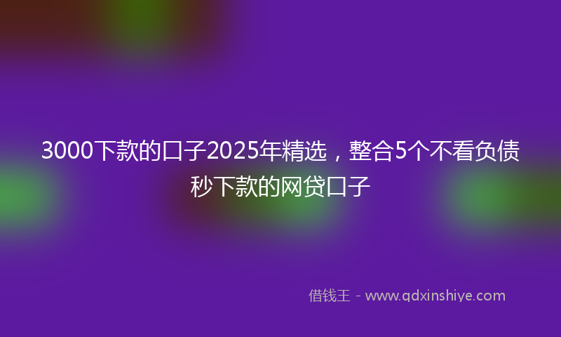 3000下款的口子2025年精选，整合5个不看负债秒下款的网贷口子