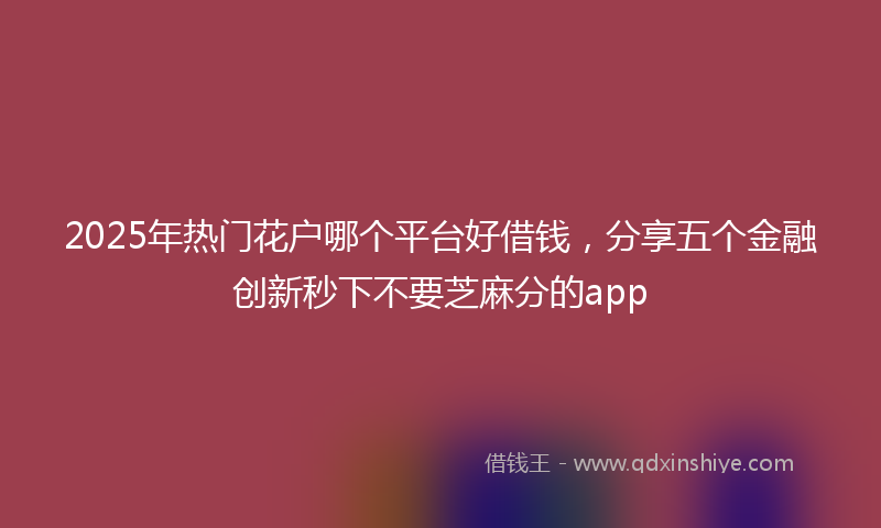 2025年热门花户哪个平台好借钱,分享五个金融创新秒下不要芝麻分的app
