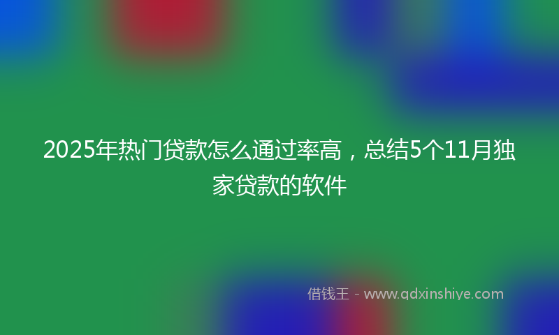 2025年热门贷款怎么通过率高，总结5个11月独家贷款的软件