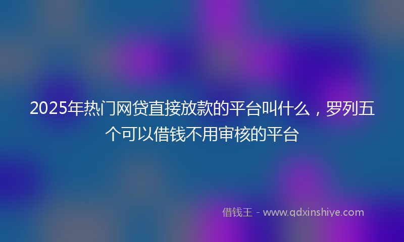 2025年热门网贷直接放款的平台叫什么，罗列五个可以借钱不用审核的平台