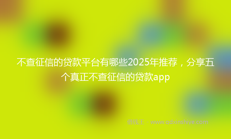 不查征信的贷款平台有哪些2025年推荐，分享五个真正不查征信的贷款app