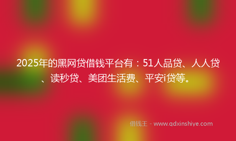 2025年的黑网贷借钱平台有：51人品贷、人人贷、读秒贷、美团生活费、平安i贷等。