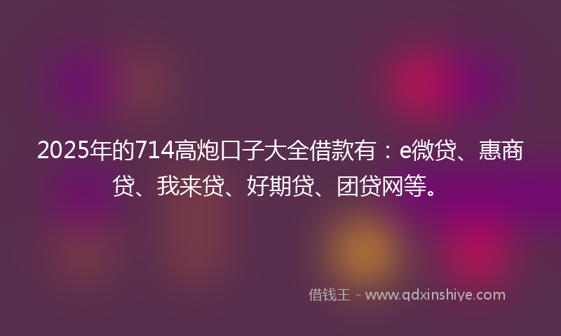 2025年的714高炮口子大全借款有：e微贷、惠商贷、我来贷、好期贷、团贷网等。