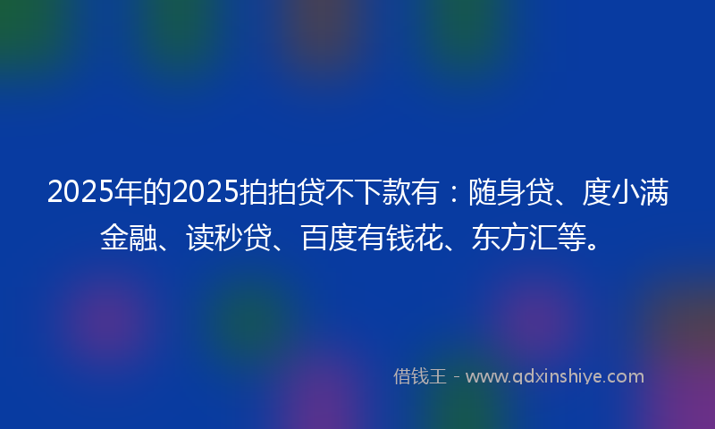 2025年的2025拍拍贷不下款有：随身贷、度小满金融、读秒贷、百度有钱花、东方汇等。