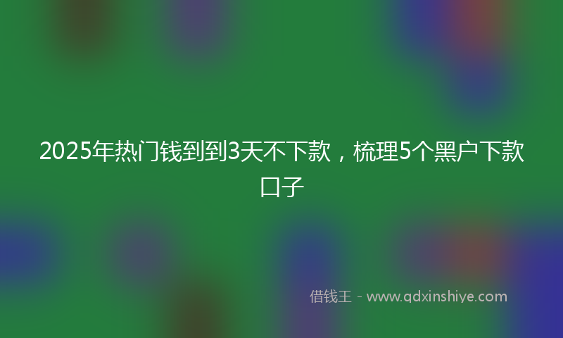 2025年热门钱到到3天不下款，梳理5个黑户下款口子