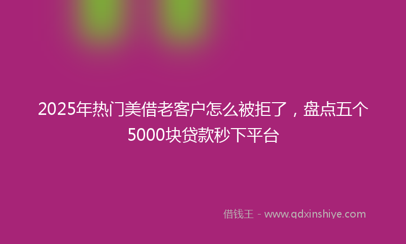 2025年热门美借老客户怎么被拒了，盘点五个5000块贷款秒下平台
