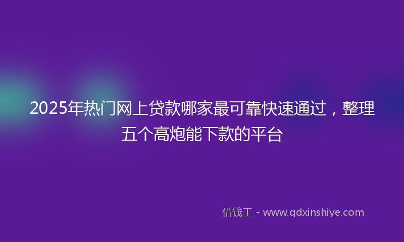 2025年热门网上贷款哪家最可靠快速通过，整理五个高炮能下款的平台