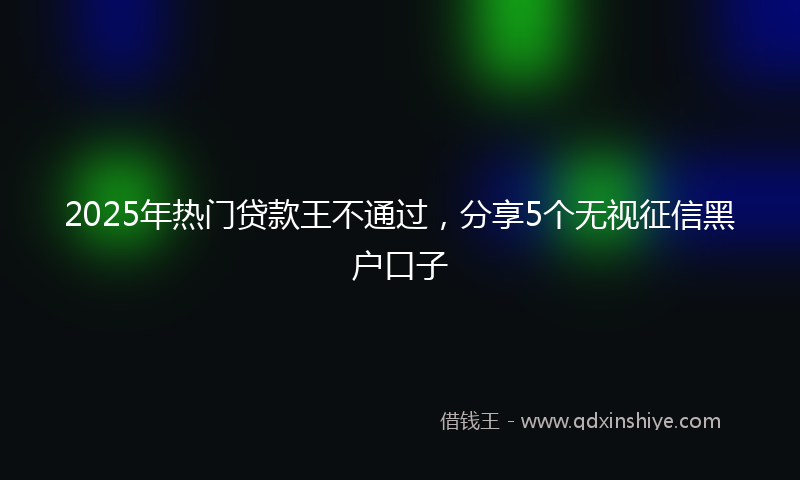 2025年热门贷款王不通过，分享5个无视征信黑户口子