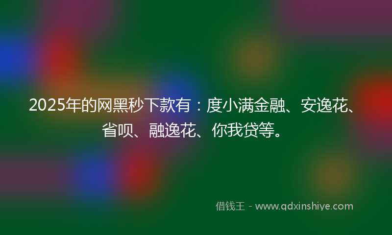 2025年的网黑秒下款有：度小满金融、安逸花、省呗、融逸花、你我贷等。