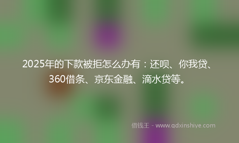 2025年的下款被拒怎么办有：还呗、你我贷、360借条、京东金融、滴水贷等。